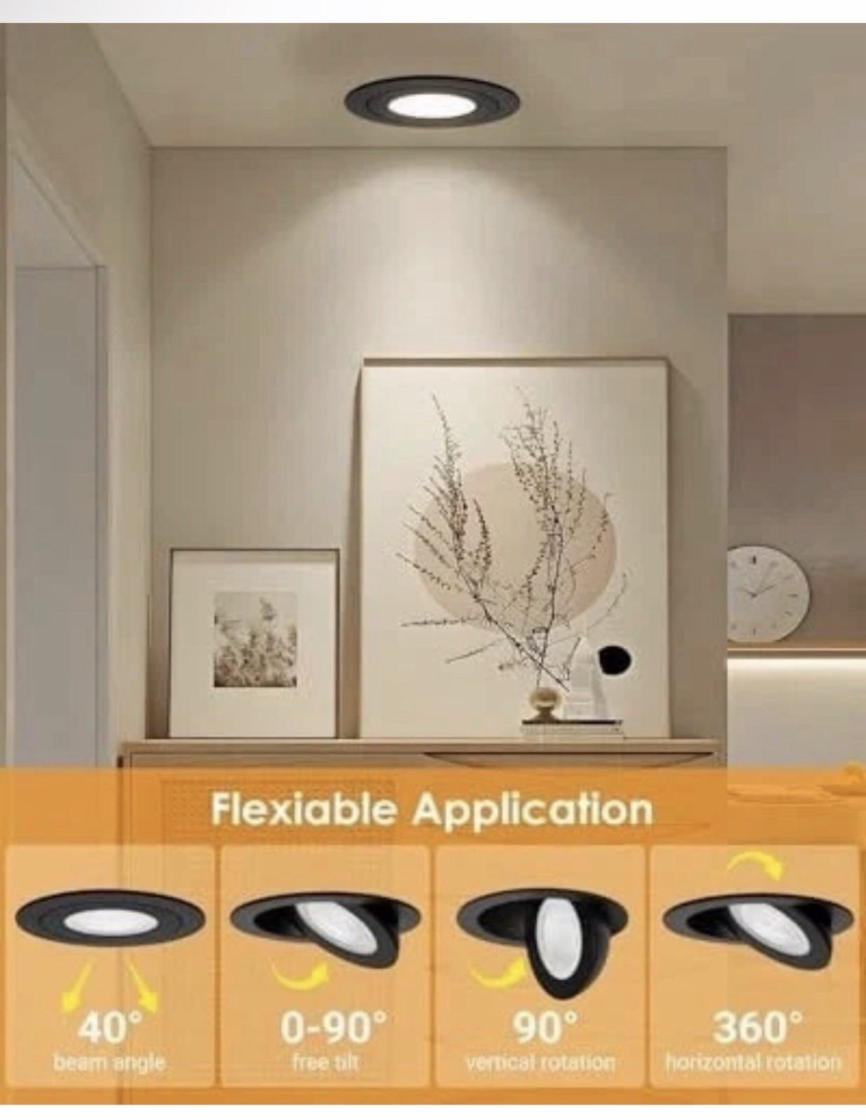 3 inch Recessed Lights, 7W Canless Gimbal Soffit 3 inch - 6 pack Black gallery
