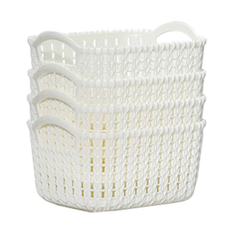 4 Pcs Weave Basket Storage Organizer Bins Portable Stackable Weave Storage Boxes gallery