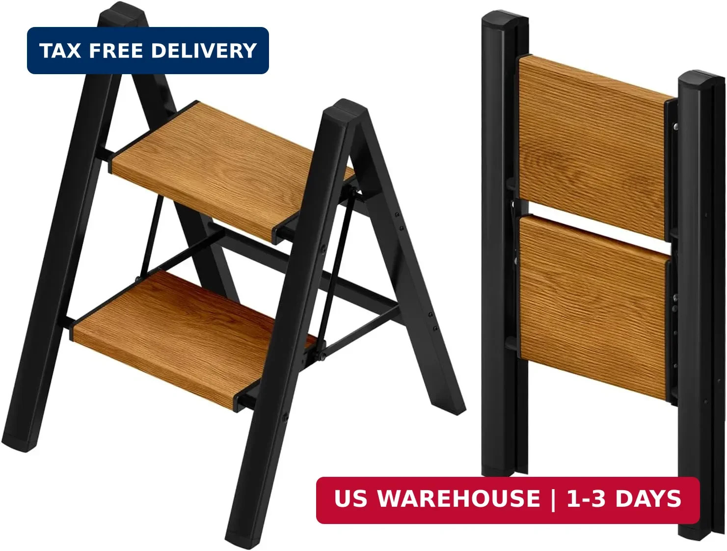 Taranta 2-Step Aluminum Ladder,Lightweight Folding Step Stool with Extra-Wide An gallery