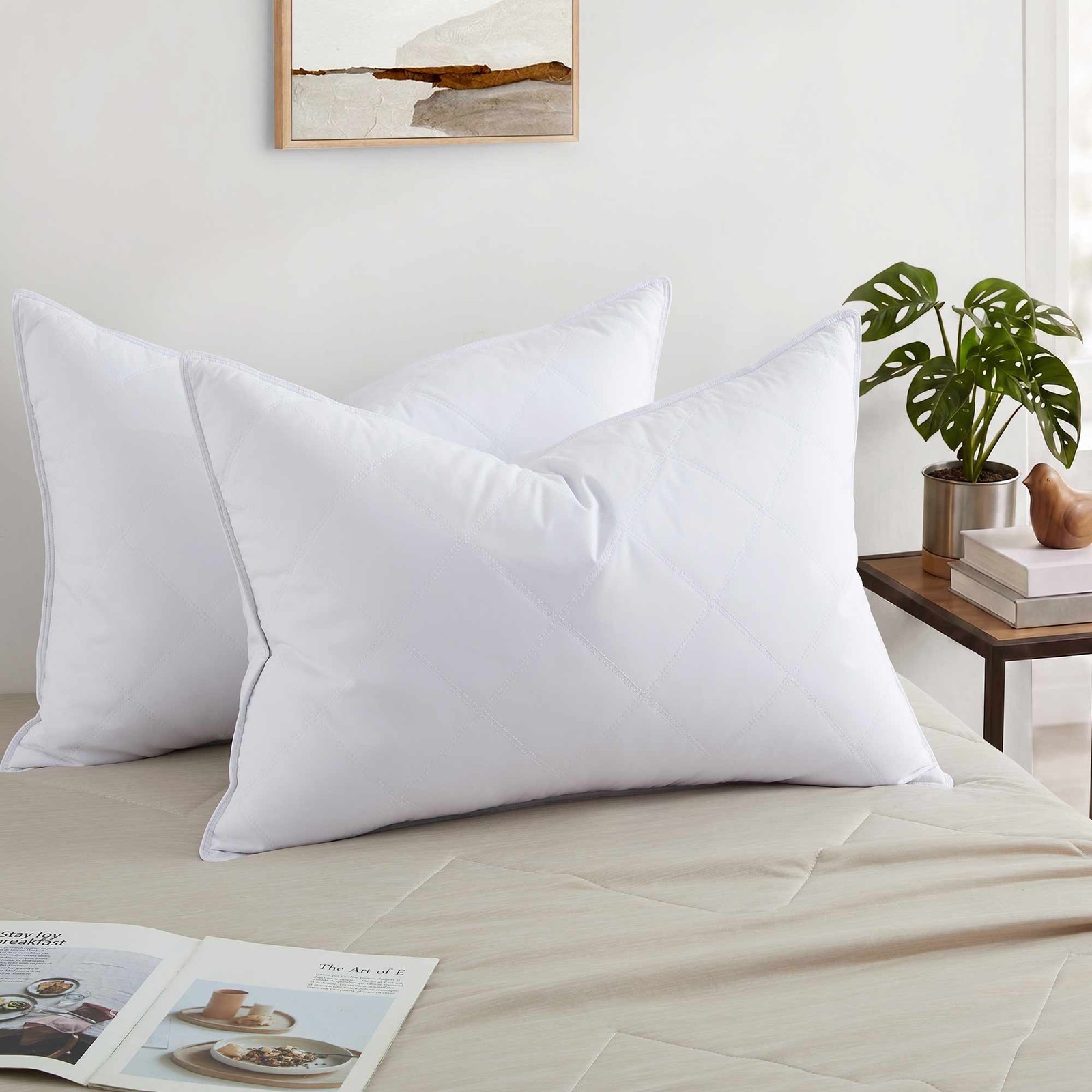 2PCS Goose Down Feather Bed Pillows, King Queen Pillow, Classic or Gusset Pillow gallery
