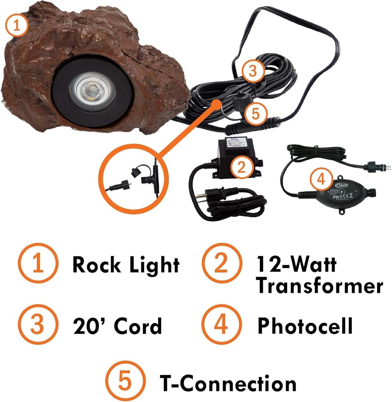 Anjon 1.5 WRLKIT Submersible LED Rock Light w/ 12W transformer & Photo sensor gallery