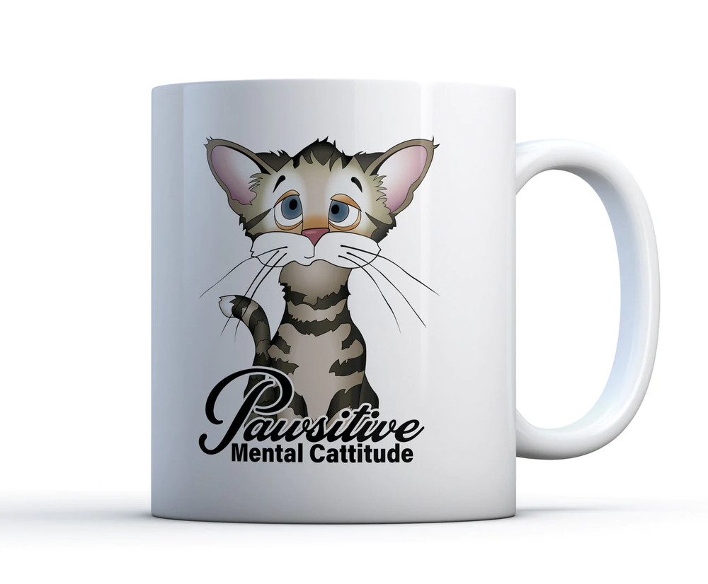 Pawsitive Mental Cattitude Custom Cat Coffee Mug (11 oz or 15 oz)