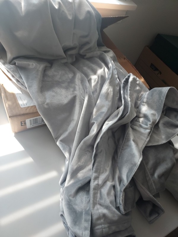 EUC! Set 2 Silver Velvety Curtain Panels 40x81" By Rachel Roy Machine Washable gallery