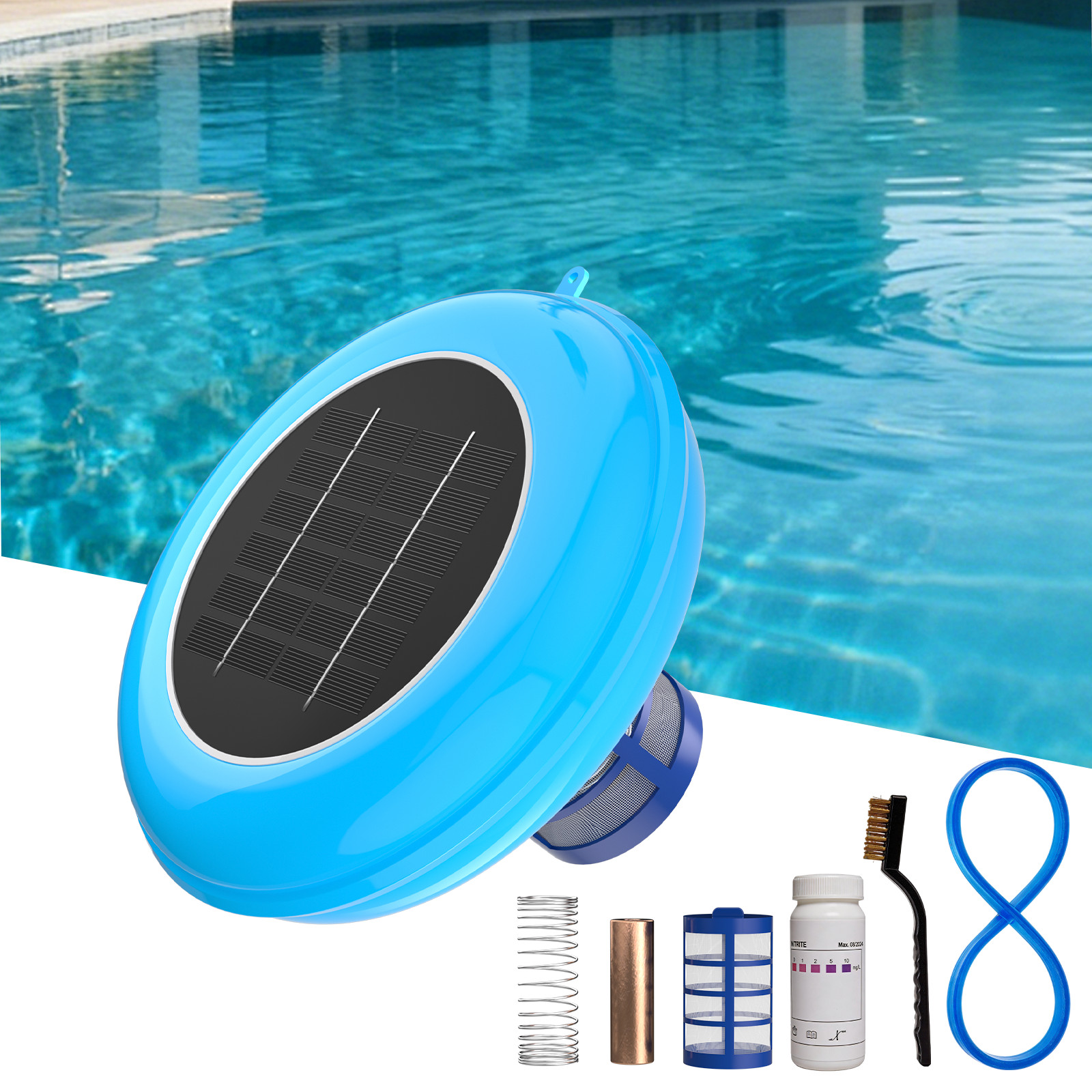 POOLPURE Solar Pool Ionizer, Copper Floating Cleaner, Up to 35,000 Ga,l Blue gallery