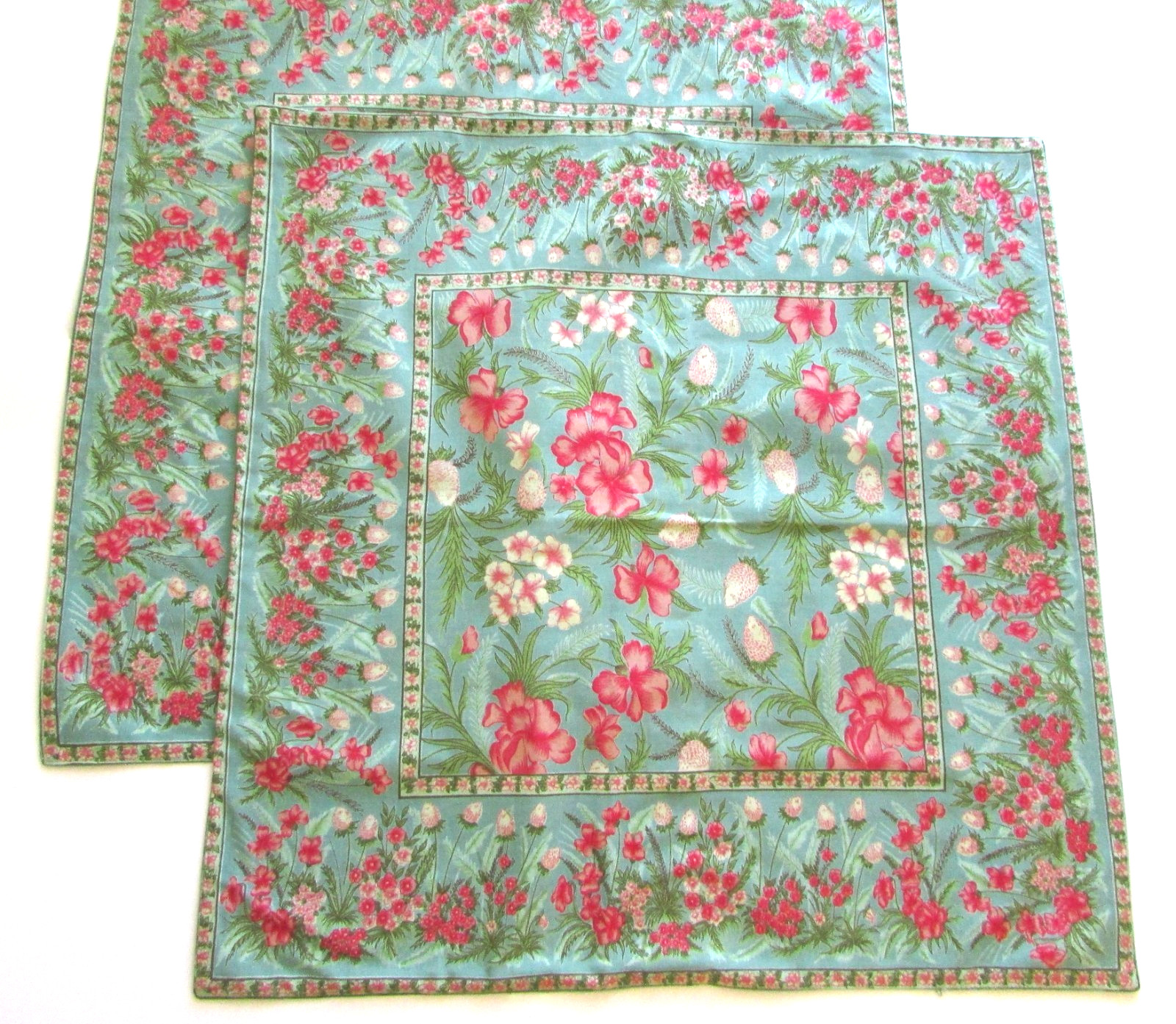 April Cornell 2000 24" Pillow Covers Green & Red Floral Set 2 gallery
