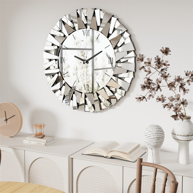 32In Round Sunburst Large Wall Clock fr Entryway Living Room Bedroom Decorative gallery