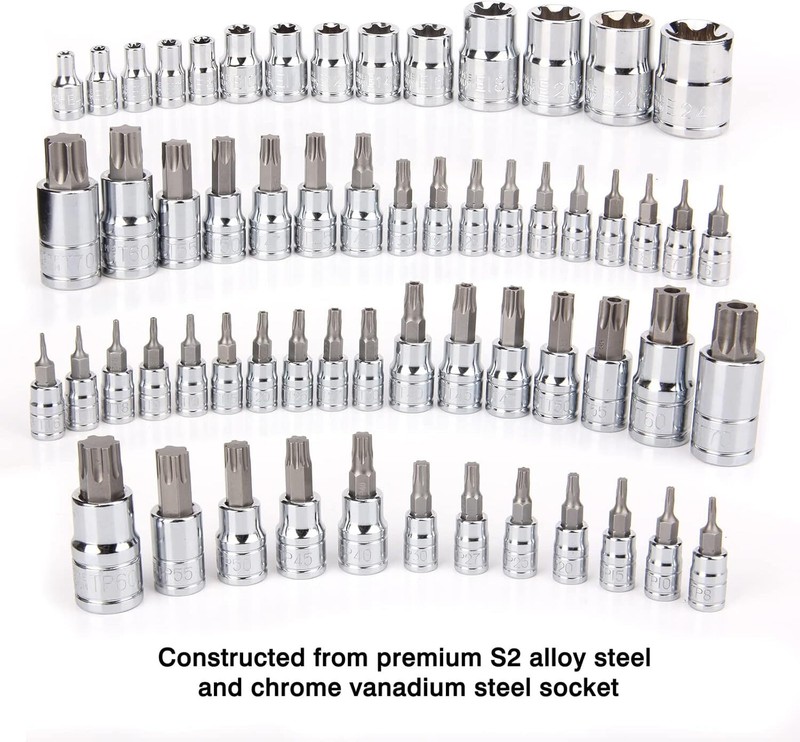 Master Torx Bit Socket and Female External Torx Socket Set, CR-V&S2 Steel 60PCS gallery