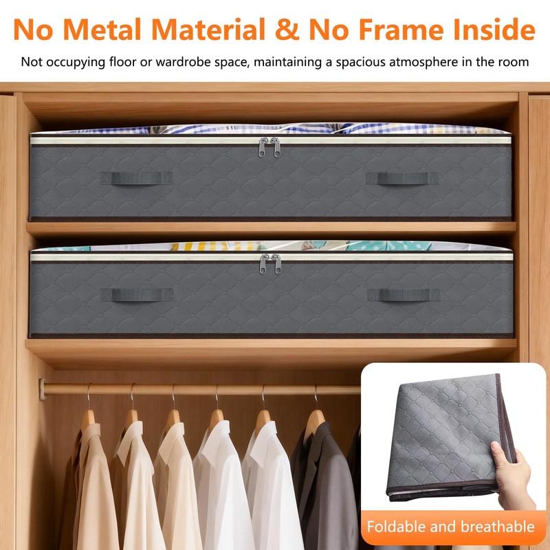 90L Under Bed Storage Bins, 4-Pack Transparent Organizers with Lids, Grey gallery
