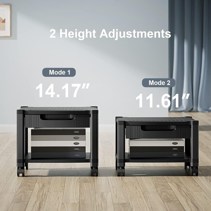 Printer Stand with Cable Management and Storage Drawer, Printer Table with Lo... gallery