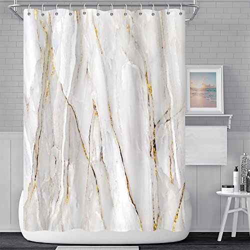 Abstract Marble Bathroom Shower Curtain 48"W x 72"L (Pack of 1) Grey and White gallery