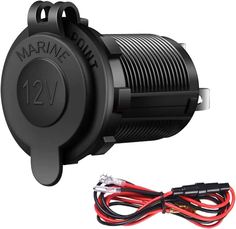 12V Waterproof Cigarette Lighter Socket - Durable Power Outlet with 40-Inch Wire gallery