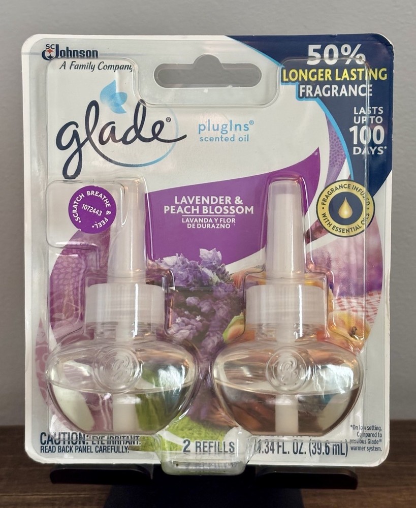 NEW Glade Plugins Lavender & Peach Blossom 2 Pack Refills Discontinued HTF