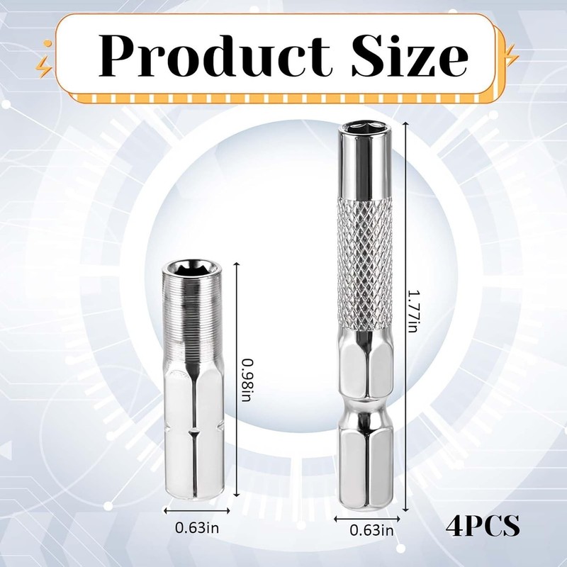 1/4 to 4mm Bit Adapter, Hex Screw Driver Bit Adapter Magnetic 2 Pieces 1/4 to 4m gallery
