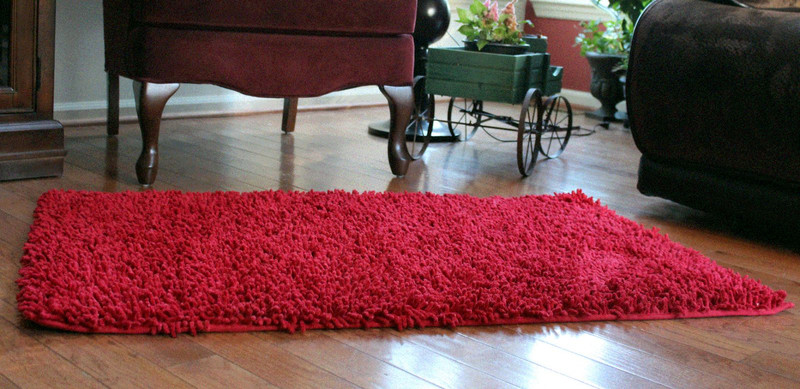 Cotton Shag Chenille Raspberry Red Rectangular Bath Bathroom Mat Rug Doormat gallery