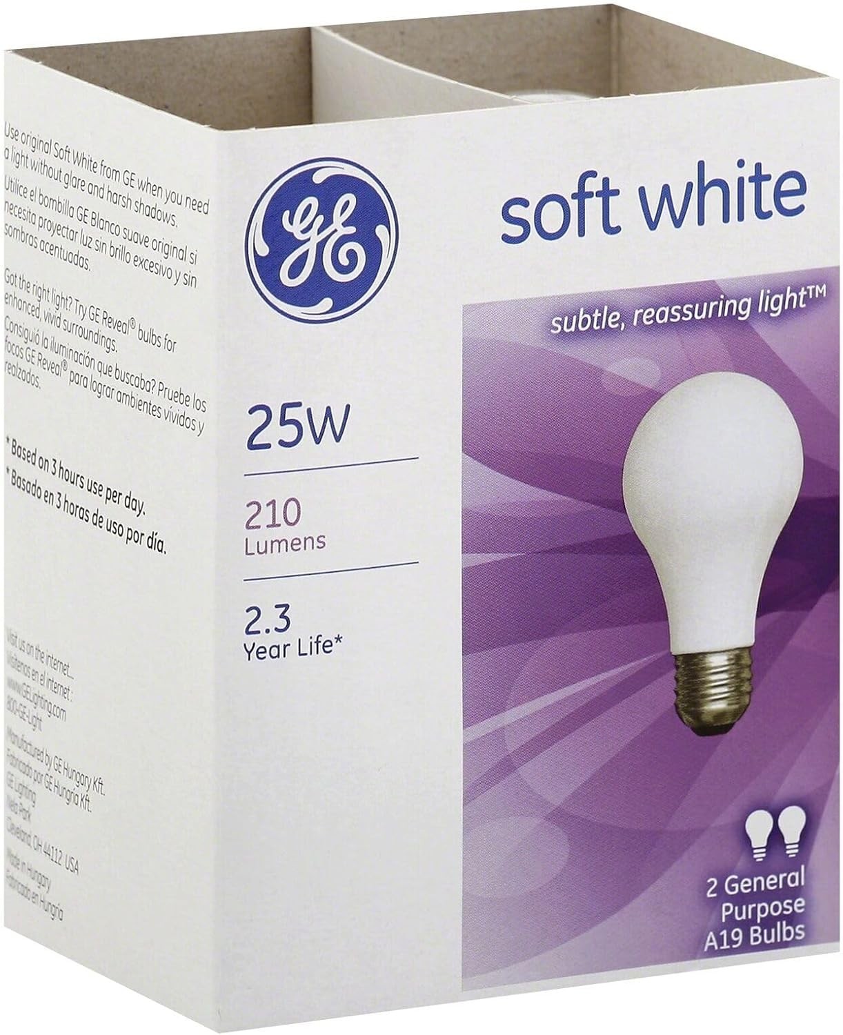 General Electric Soft White Light Bulbs 25 W 210 Lumens A19 Med Base 4-1/4 In. gallery