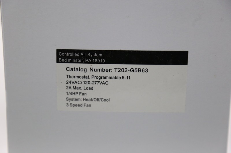 Controlled Air System T202-G5B63 Programmable Thermostat 5-11 1/4HP Fan - New gallery