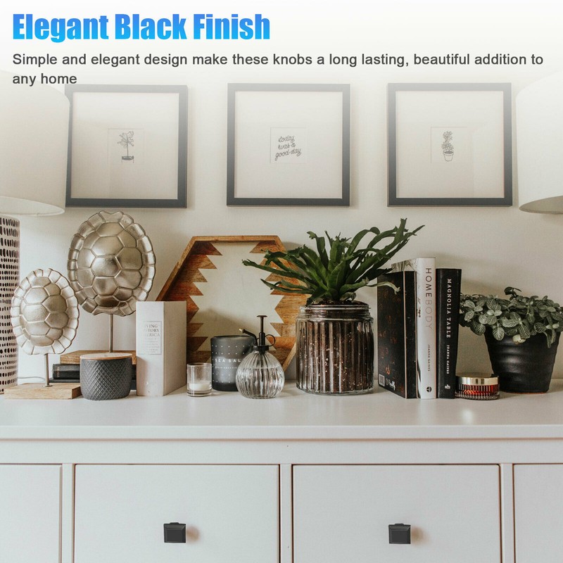 20 Packs Black Square Door Knobs Cabinet Handles Cupboard Drawer Kitchen Pulls gallery