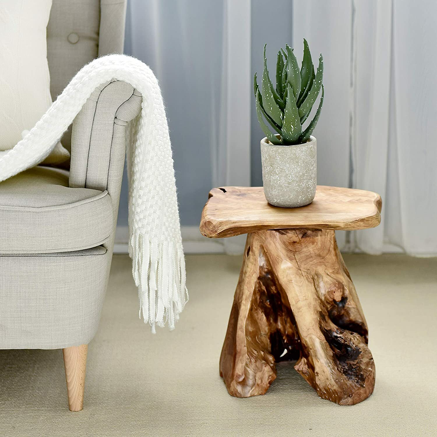 Tree Stump Stool Live Edge, Natural Edge Side Table, Plant Stand, Nightstand gallery