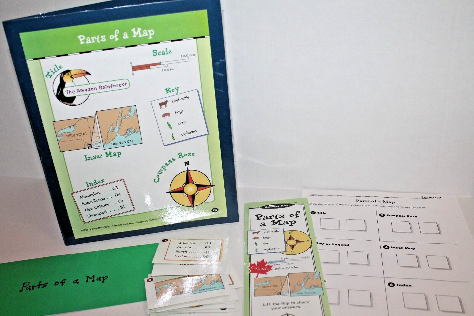 Evan-Moor Geography Folder Center "Parts of a Map" Map Skills Activity Grade 4-5 gallery