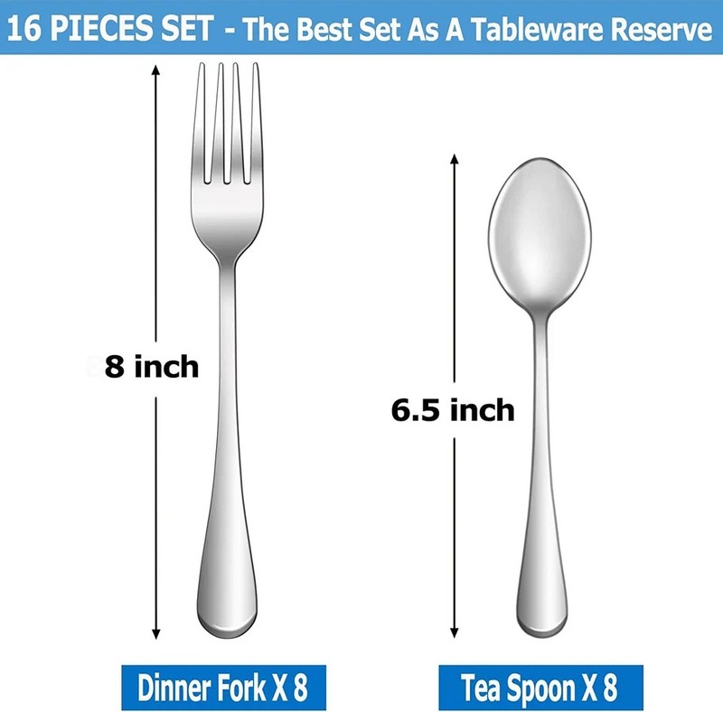 16 Pcs Forks and Spoons Silverware Set, Grade Stainless Steel Flatware Cutlery S gallery