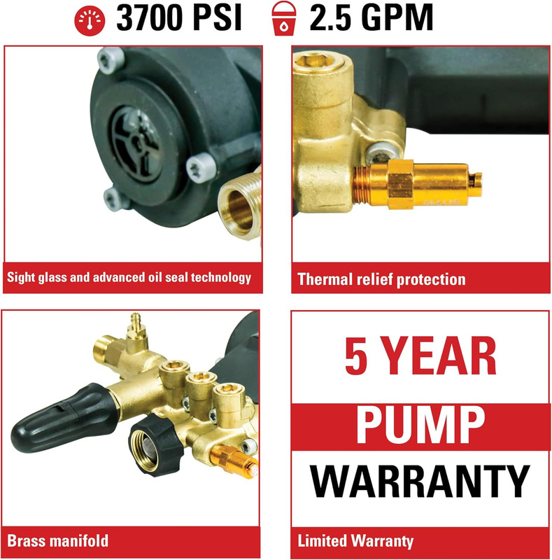 AAA 90037 Horizontal Triplex Plunger Replacement Pressure Washer Pump Kit, 3700 gallery