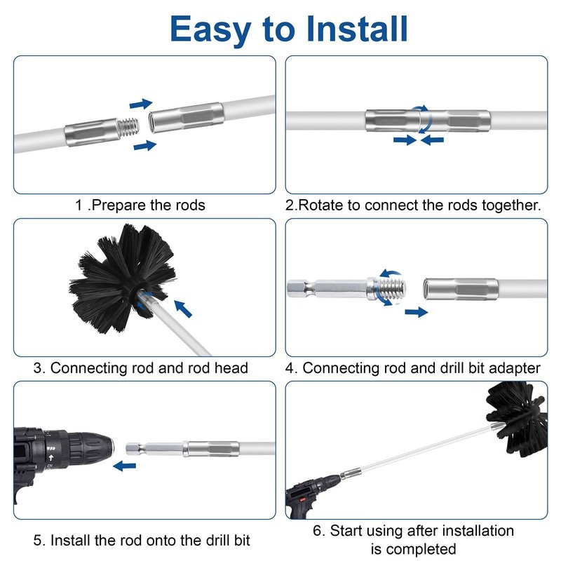 Dryer Vent Cleaning Kit Flexible Remove Chimney Lint Dust Debris Brush Head 9Pcs gallery