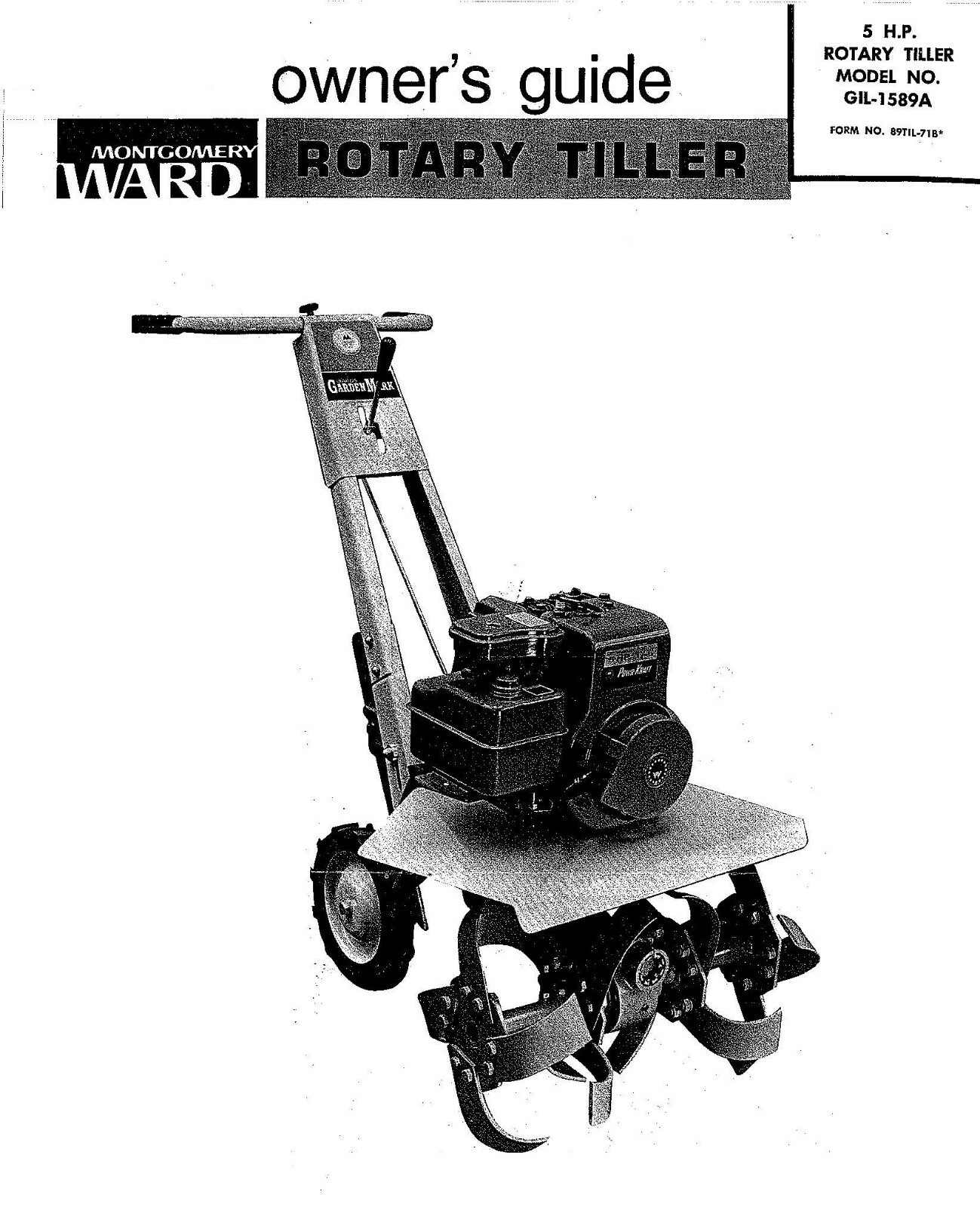 Owners Instruction Manual Montgomery Ward Rotary Front Tine Tiller GIL-1589A 5HP gallery