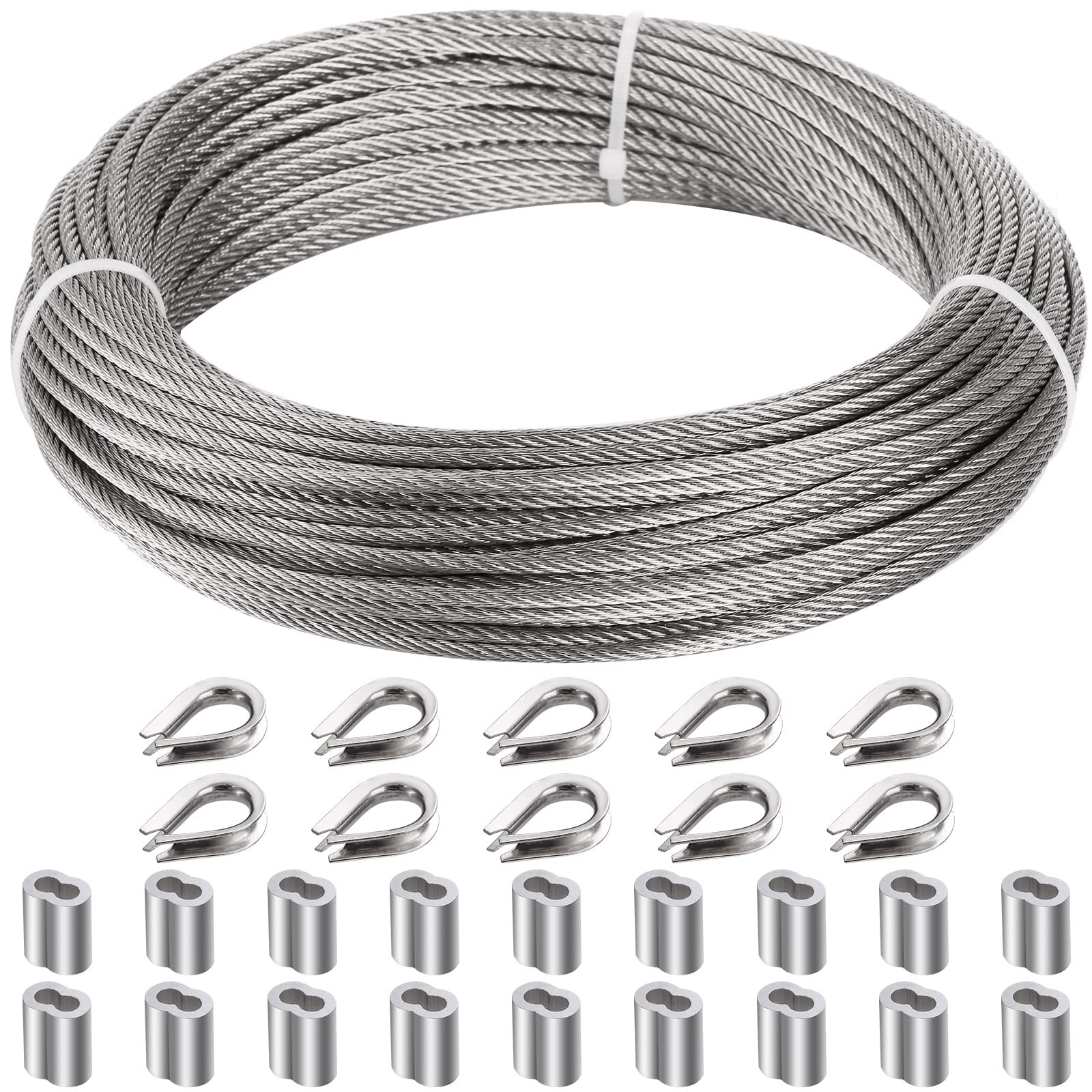 Okllen 1/8" (3MM) Wire Rope, 100FT Stainless Steel Cable, 7x7 Strand Core Met... gallery