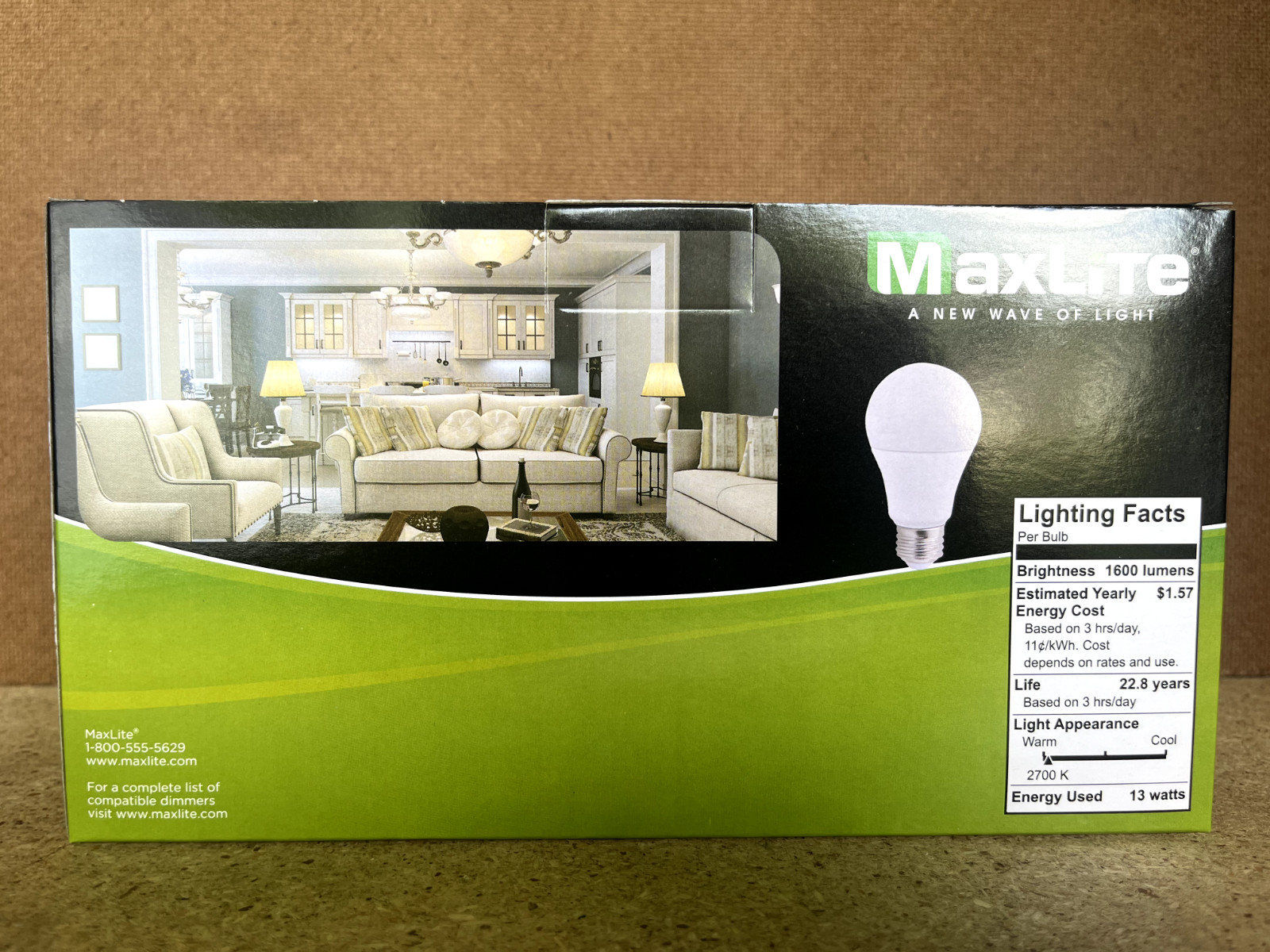 4-768 Pack Maxlite LED Light Bulbs 13W = 100W Watt A19 Soft White 2700K Dimmable gallery