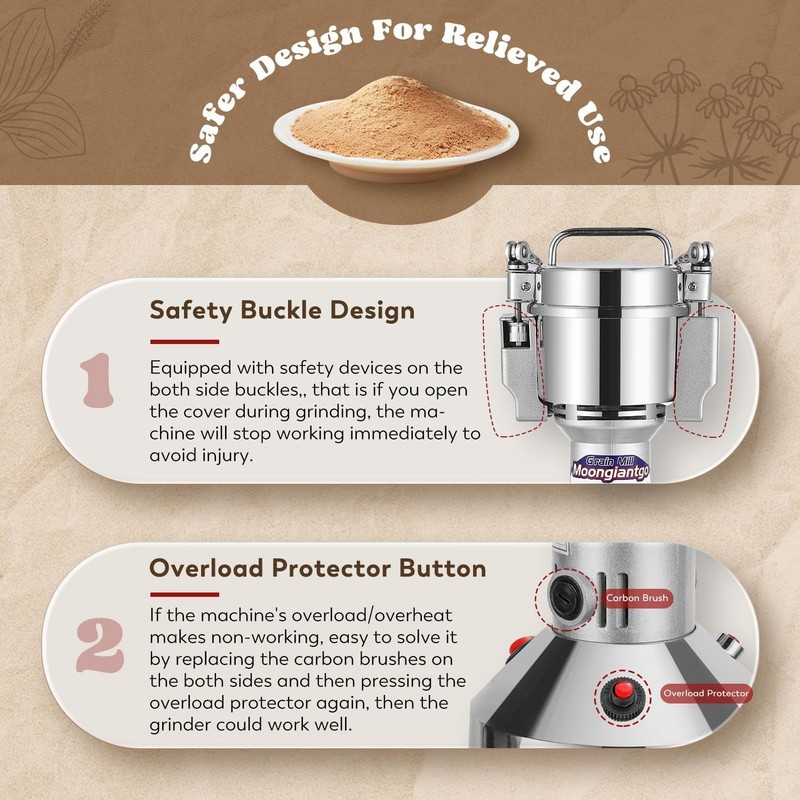 Grain Mill Grinder Electric 150g Commercial Spice Grinder 850W Stainless Stee... gallery