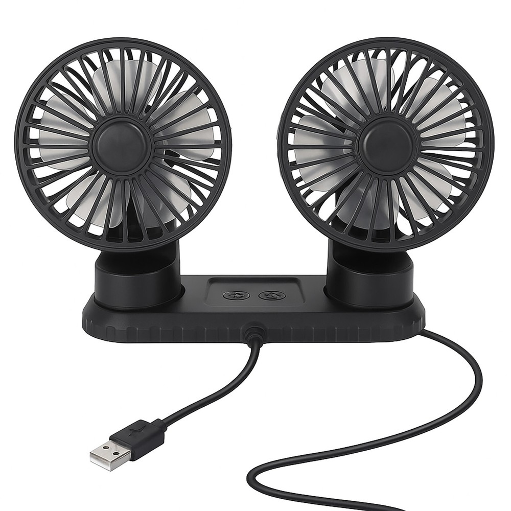 USB Powered Dual Fan – Rotating Heads, Ideal for Work or Travel