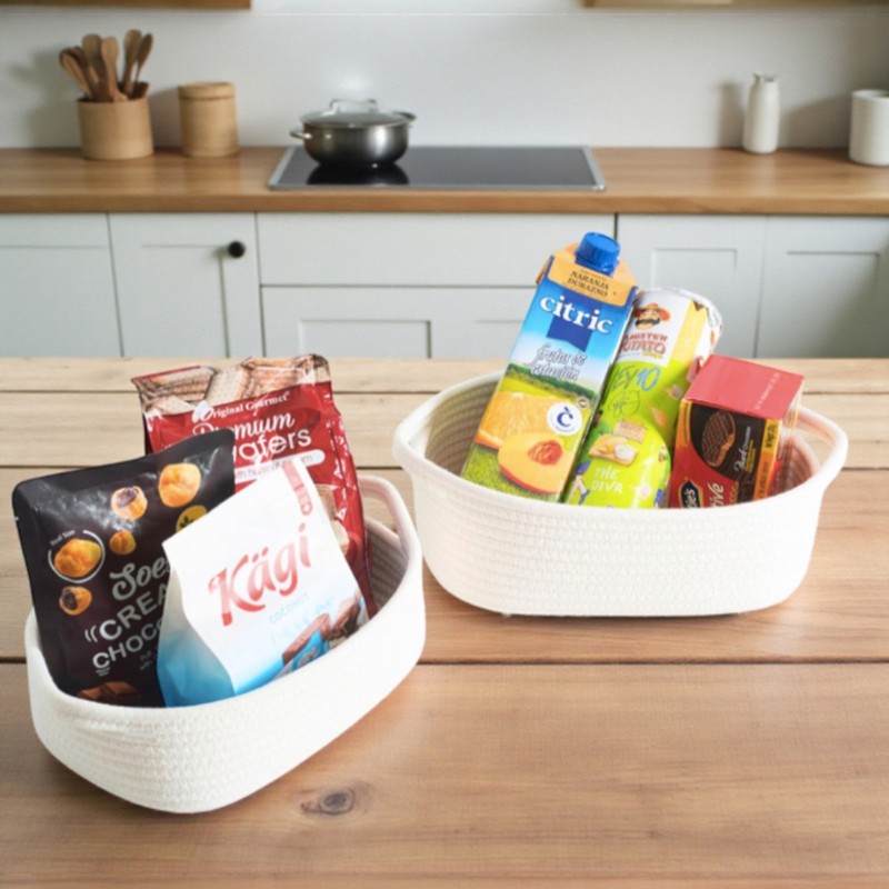 5-Piece Rectangle Storage Basket Set Natural Cotton Baby Nursery Toy Basket Bin gallery