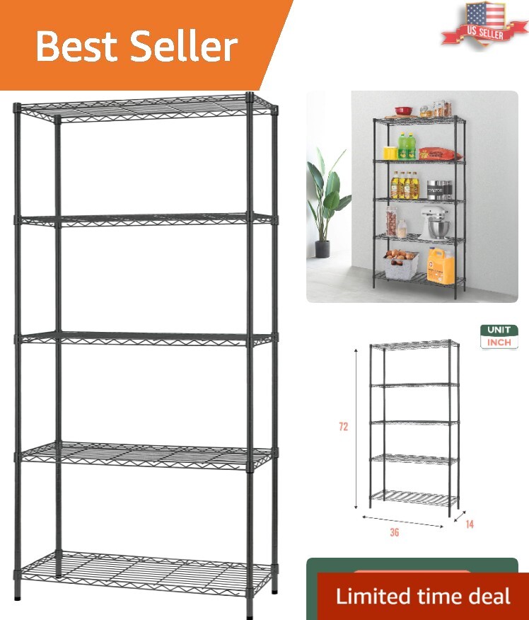 Rust-Resistant 5-Tier Wire Shelving Unit - 1250 lbs Total Capacity, Freestanding gallery