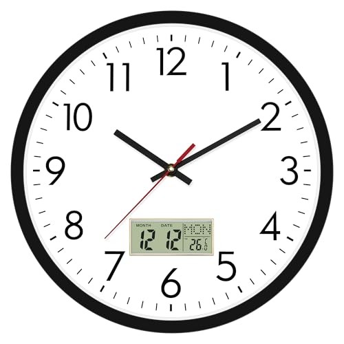 Wall Clock Digital 12" Non-Ticking Silent Battery Operated Analog 12 Inch Lcd gallery