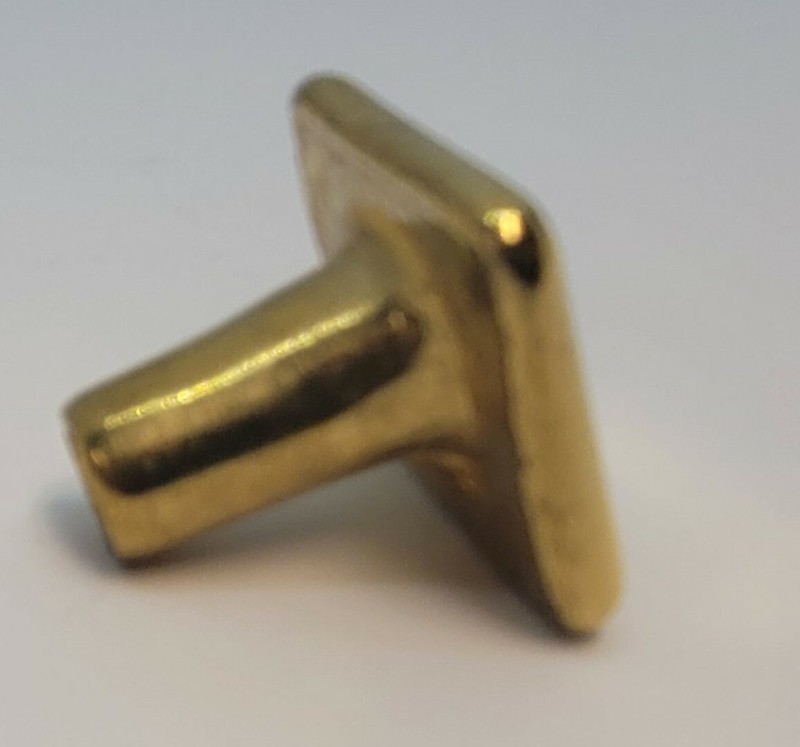 3/4" Solid Polished Brass Square knob pull back plate rustic desk small cabinet gallery