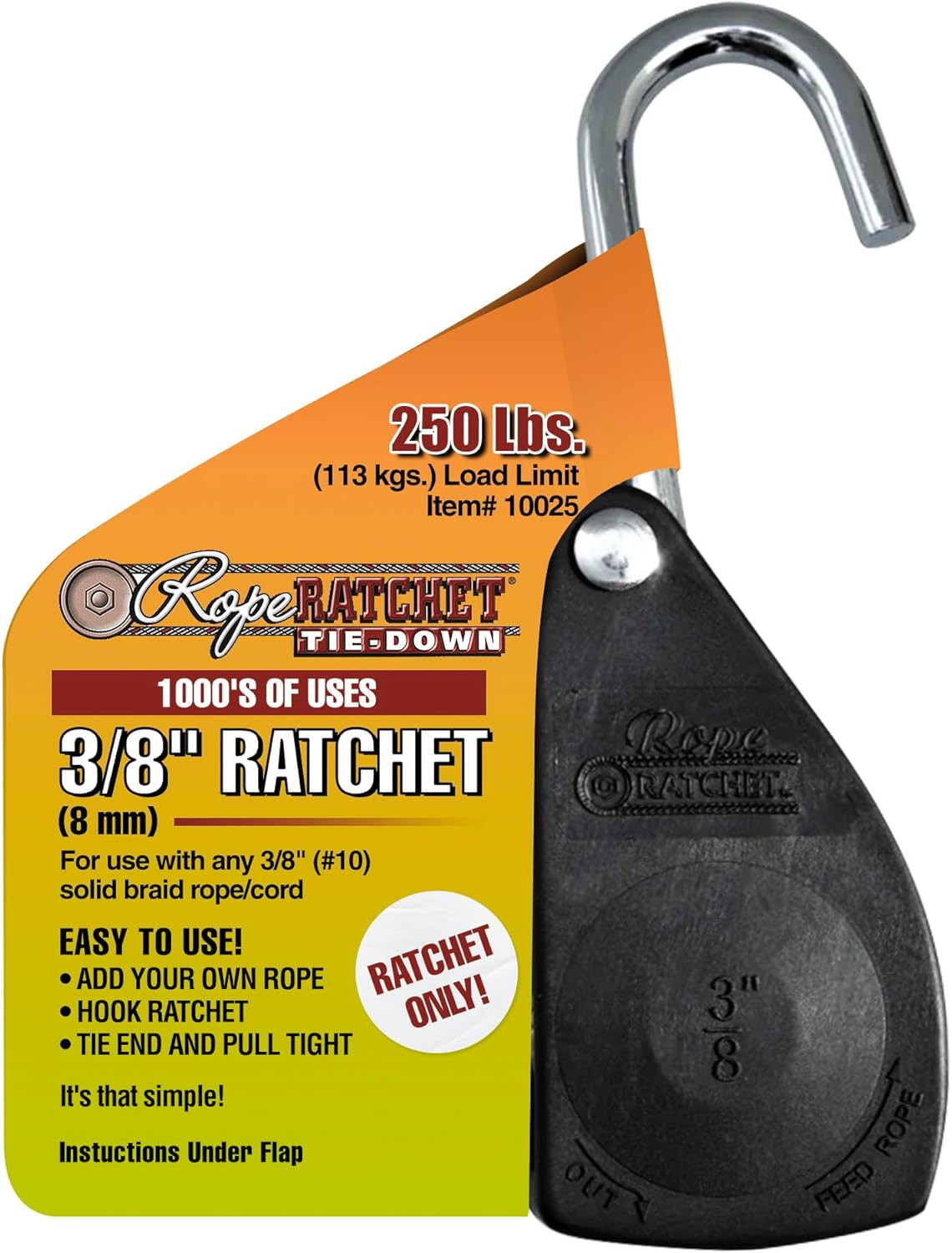 Rope Ratchet 3/8" Tie down Pulley Hanger, Ratchet Only, No Rope Included - Heavy gallery