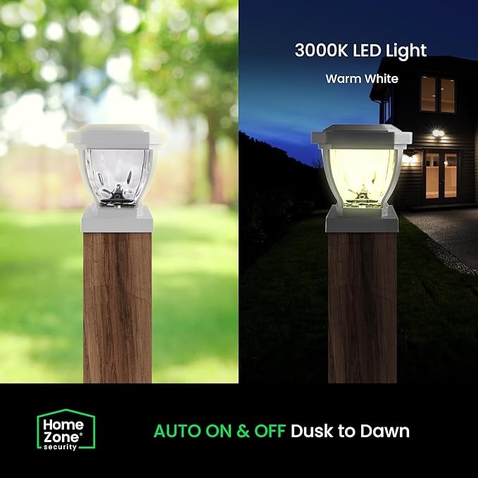 Home Zone Security 12-Lumen-Each 4x4 Solar LED Post Cap Lights 2 Packs - White gallery