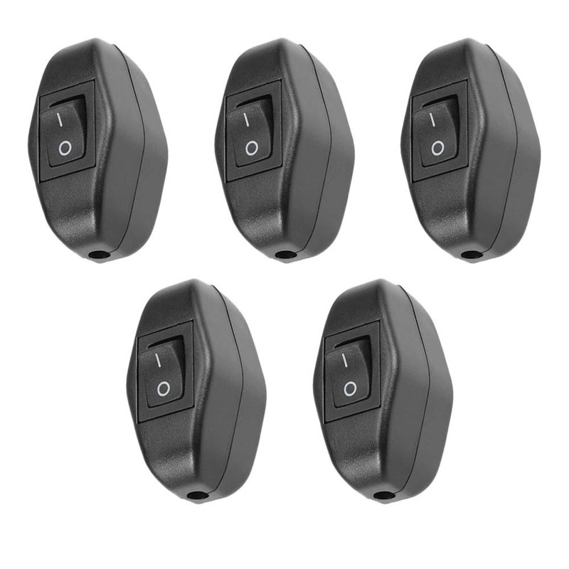 5Pcs Inline Cord Switch AC 250V 6A SPST On-Off Rocker Switch for Lamp Light HOT gallery