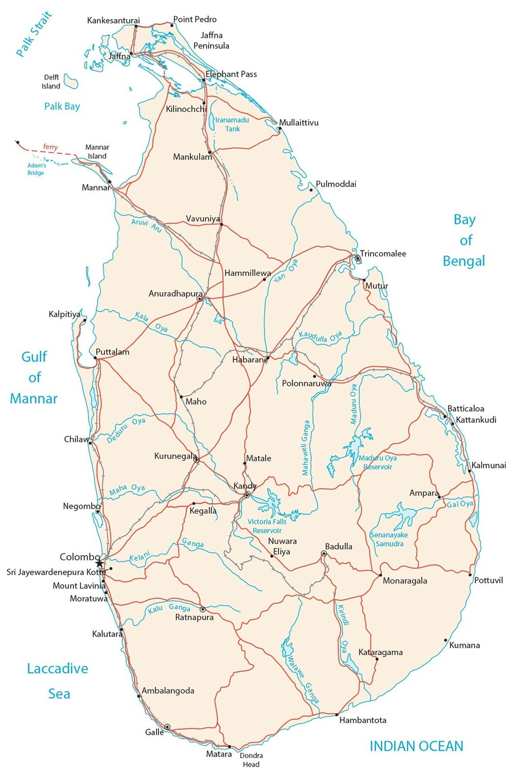 Sri Lanka City Road Map GLOSSY POSTER PICTURE PHOTO PRINT BANNER 13856 gallery