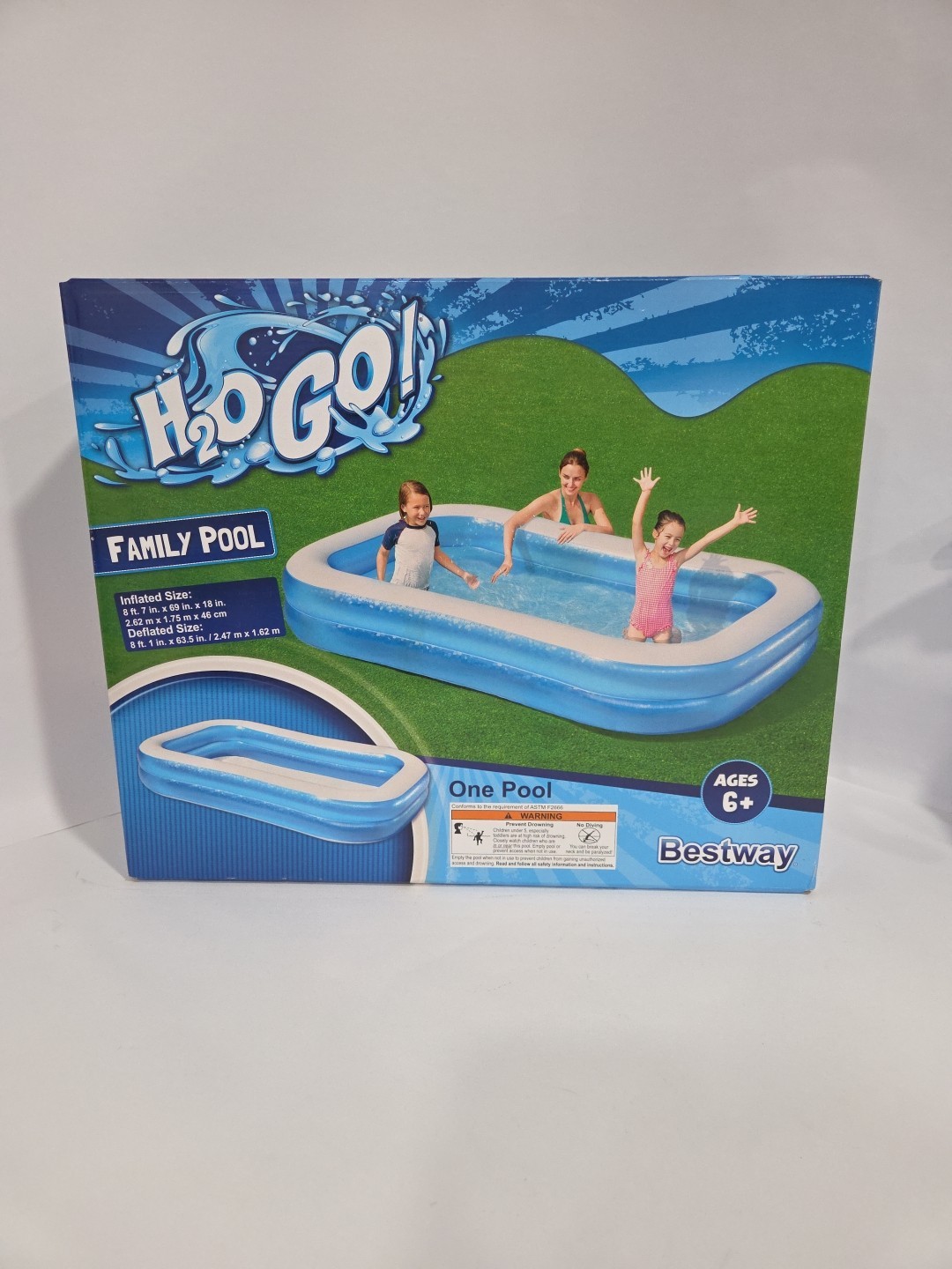 H2O Go Rectangular Kids Pool 8 Ft 7in x 69 in x 18in 8' 7" x 69" NEW gallery
