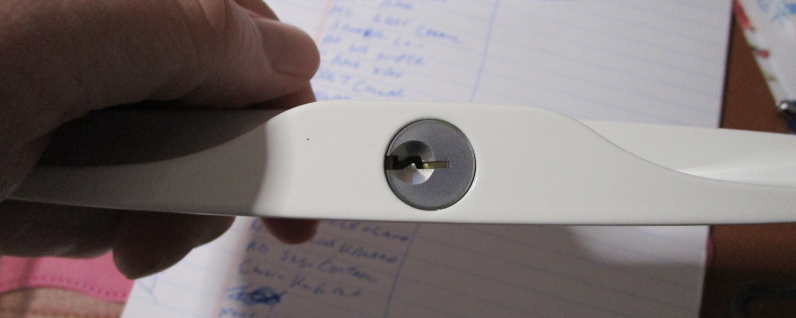 House Guard Sliding Patio Door Handle Single Point Lock Key 1006 Series White OB gallery