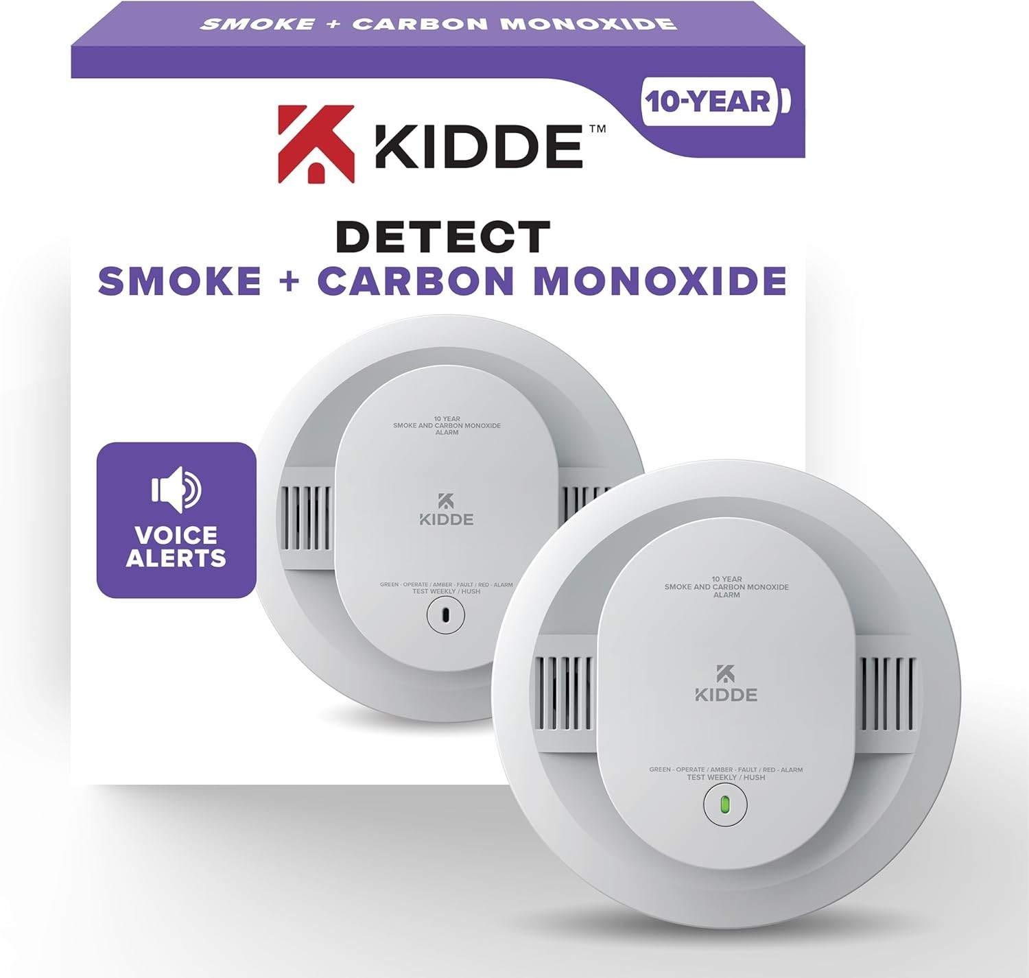 Kidde 30CUD10-V Smoke & Carbon Monoxide Alarm with Voice, 10-Year Battery gallery
