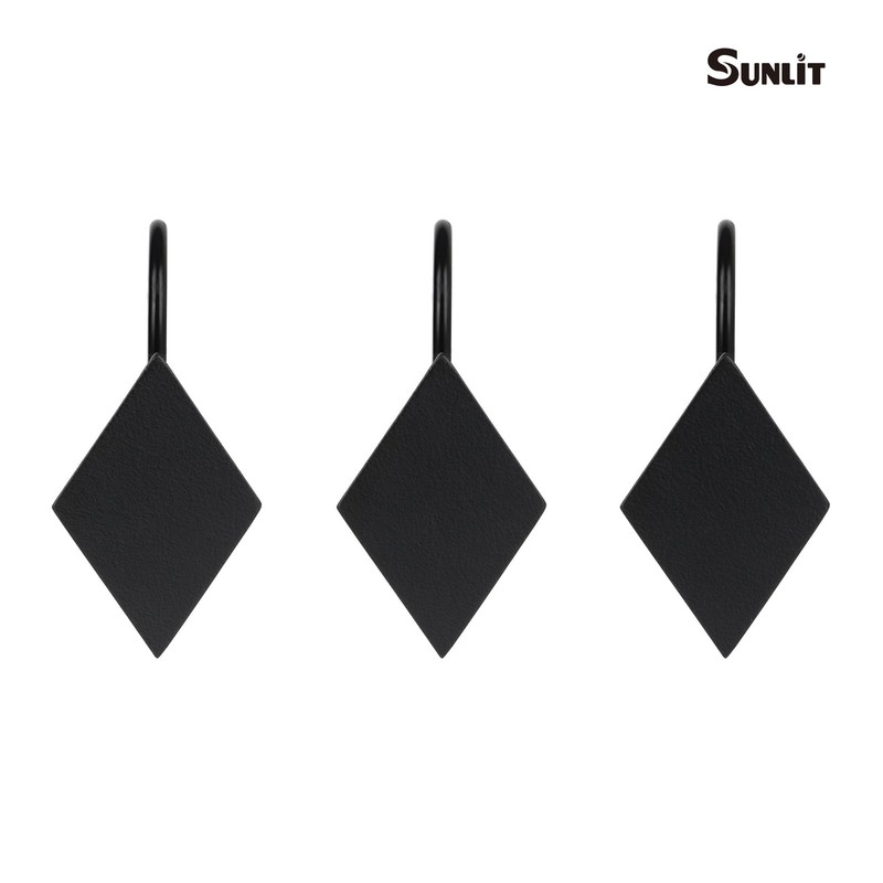 Geometric Decorative Shower Curtain Hooks, Matt Rhombus Geometric Black Showe... gallery