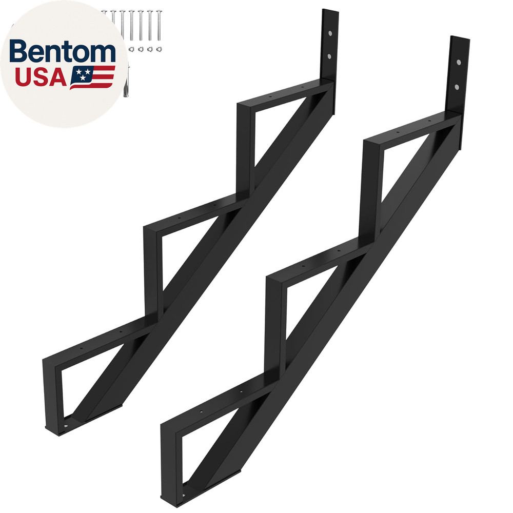Steel Stair Riser-2 Pack, 3 Step Stringers for Deck, Sturdy Steel Stringer for O