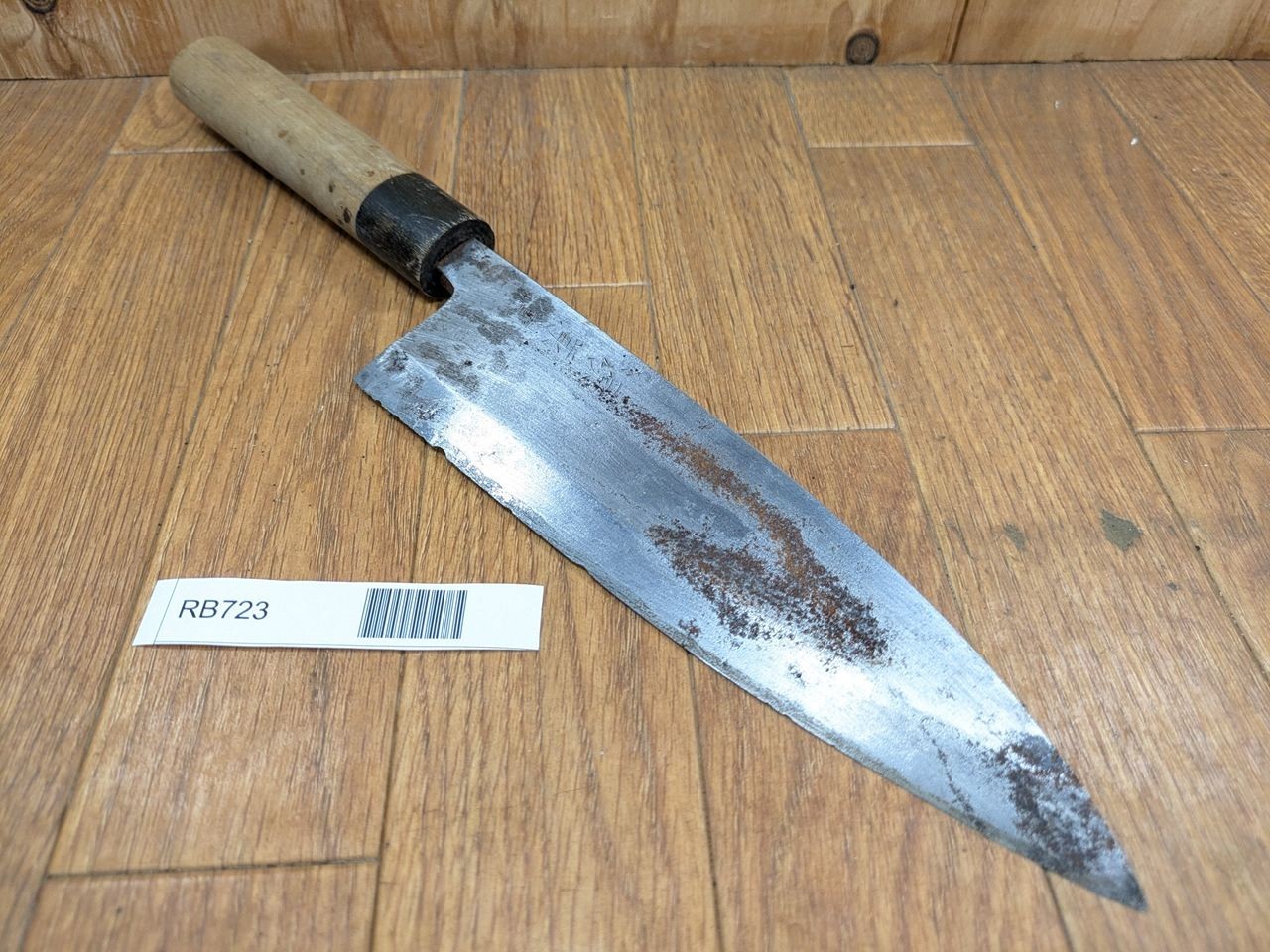 DAMAGED Japanese Chef's Kitchen Knife DEBA Vintage HEAVY Japan 210/370mm RB723 gallery