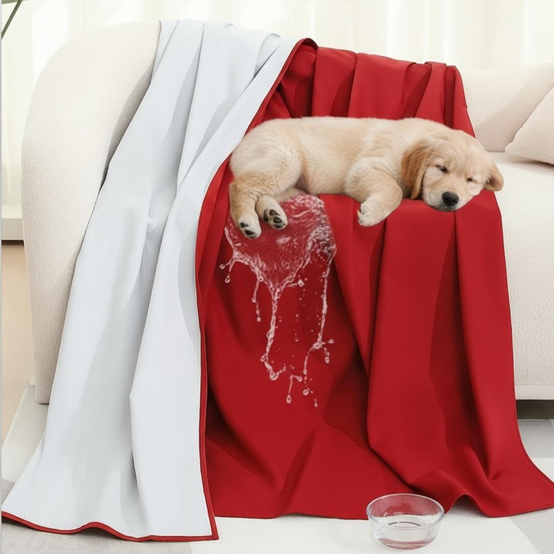 Tisancy Waterproof Blanket Queen Size, Red TPU Polyester 78'' X 82'', gallery