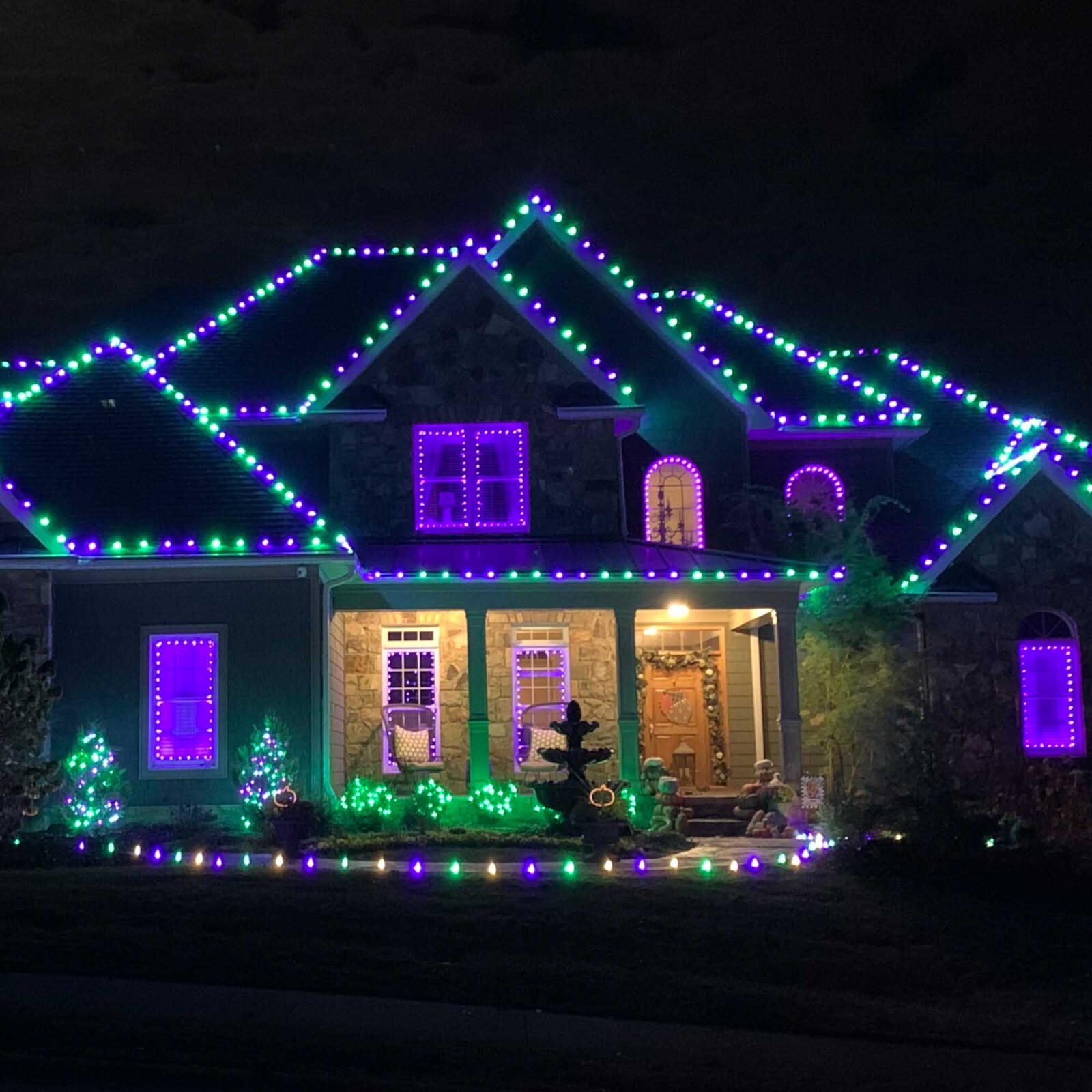 50 C9 OptiCore LED Halloween String Lights Purple Orange Green, Black Wire 50ft gallery
