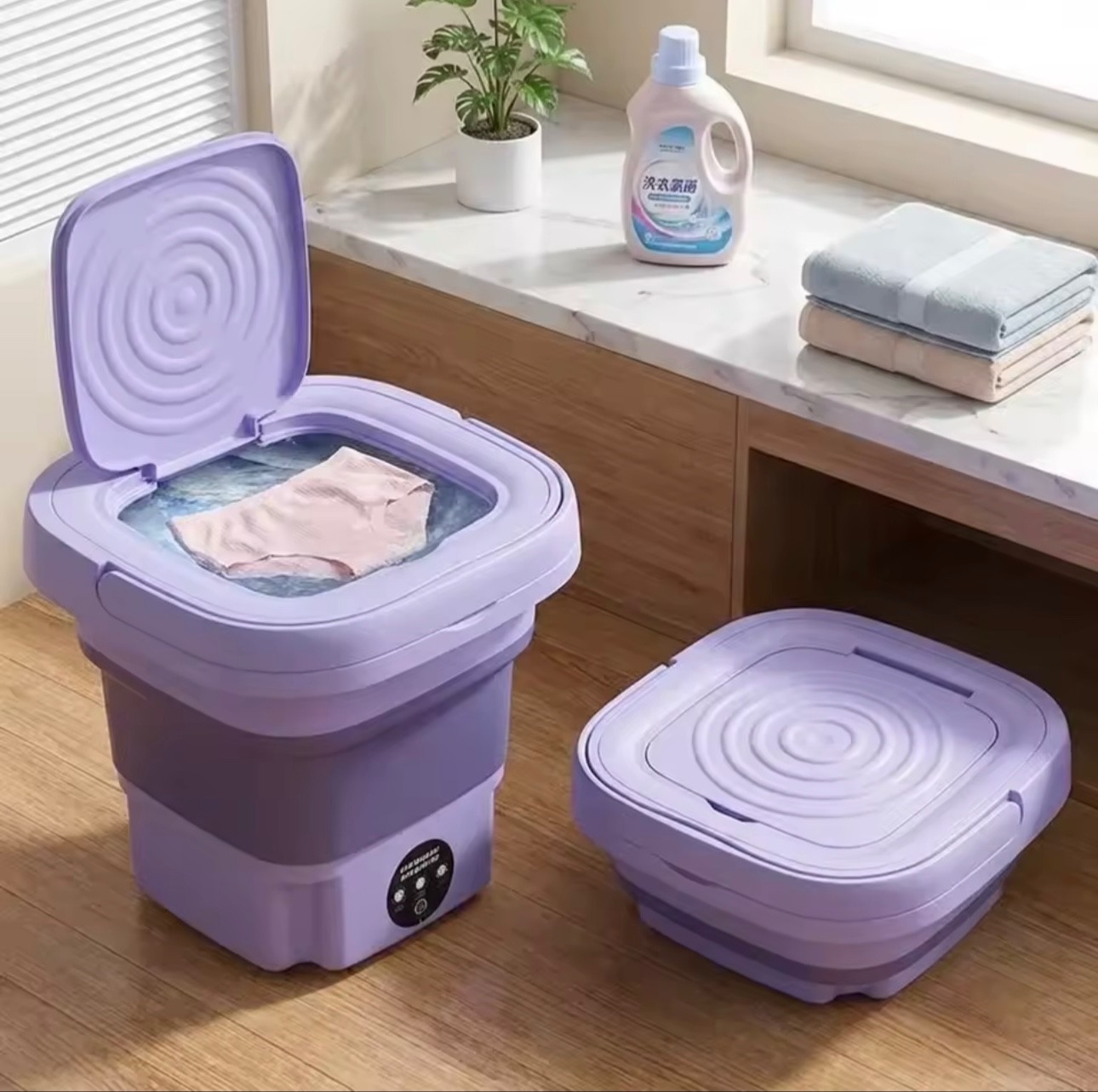 Pure Clean PUCWM33 4.41 lbs Foldable Lightweight Mini Washing Machine - Blue gallery