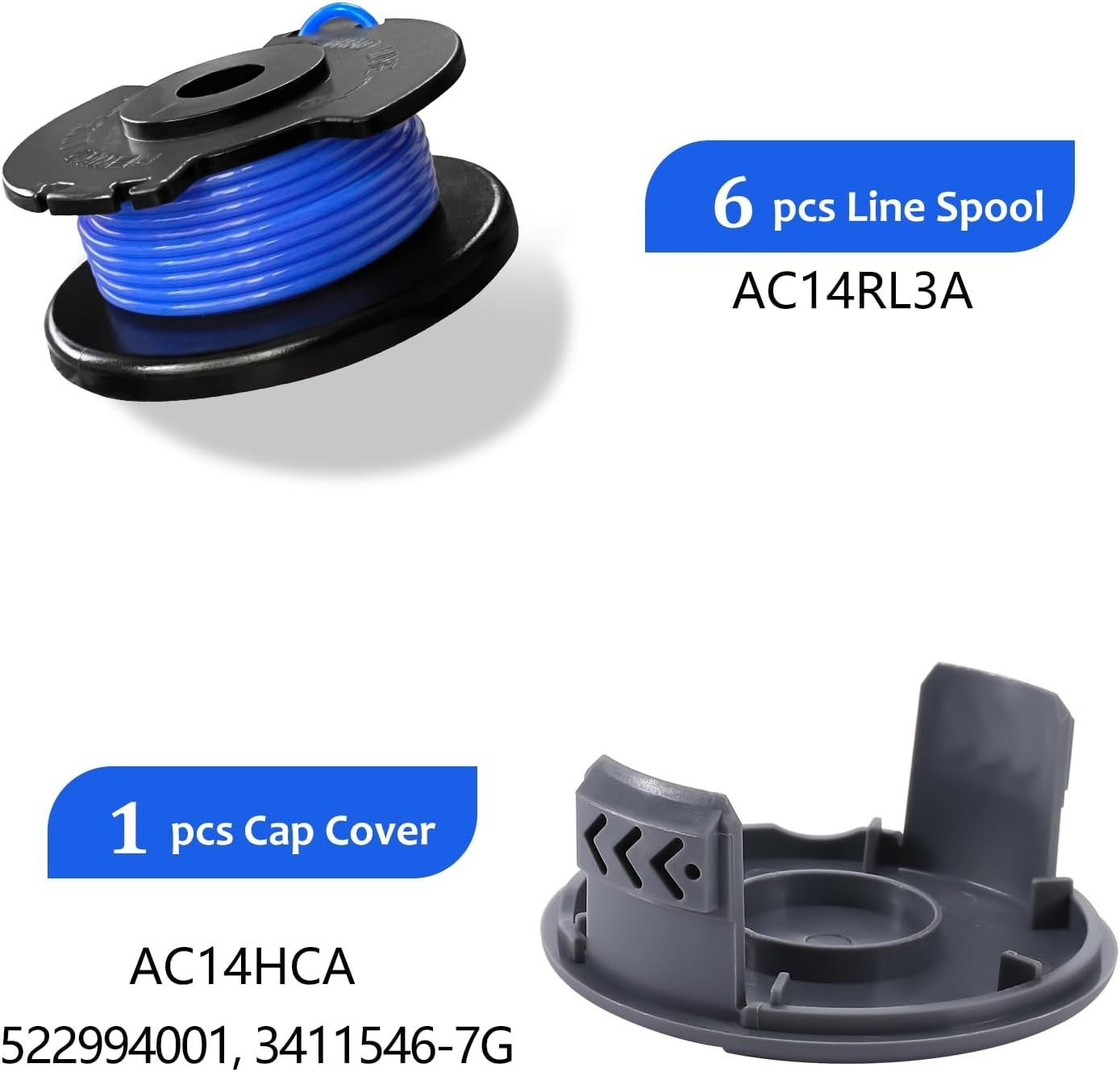String Trimmer Replacement Line 6-Pack Spools AC14HCA Cap 0.065 11ft Autofeed 40 gallery