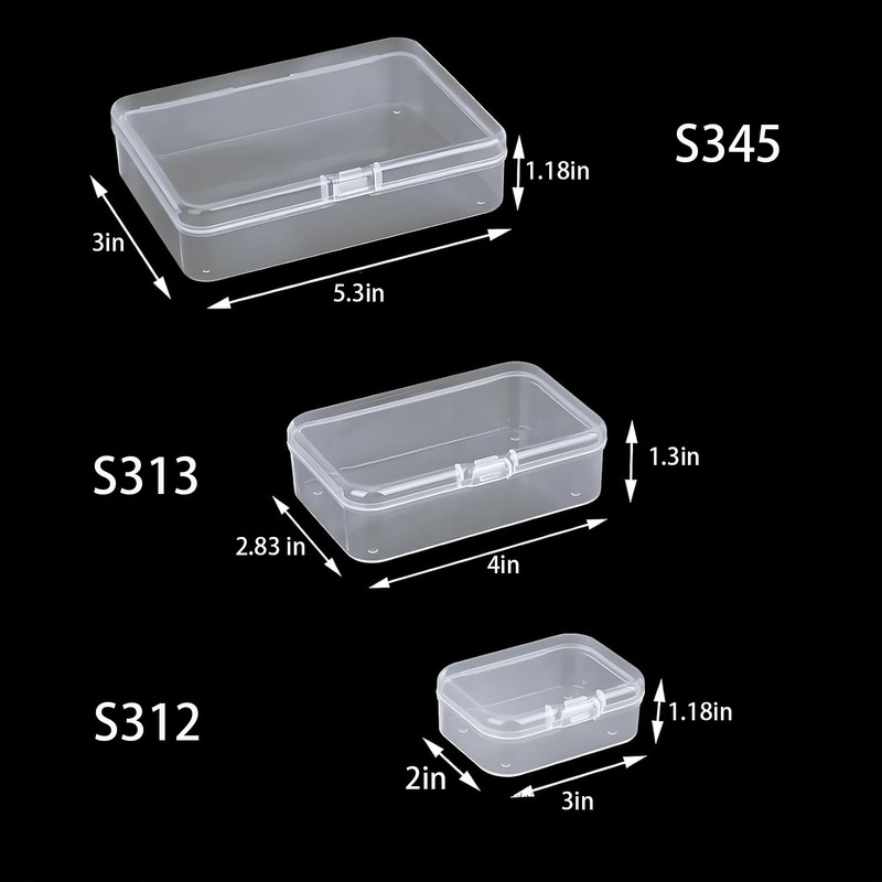Lots Clear Plastic Storage Container Box Hinged Lid Art Jewelry Making Organizer gallery